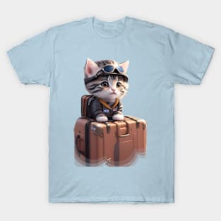 Cute pilot cat at the airport T-Shirt